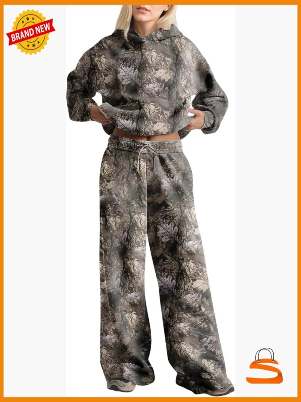 Y2K Oversize Camo Sweatsuit Set Hoodie Sweatpants Lounge Two Piece Outfit
